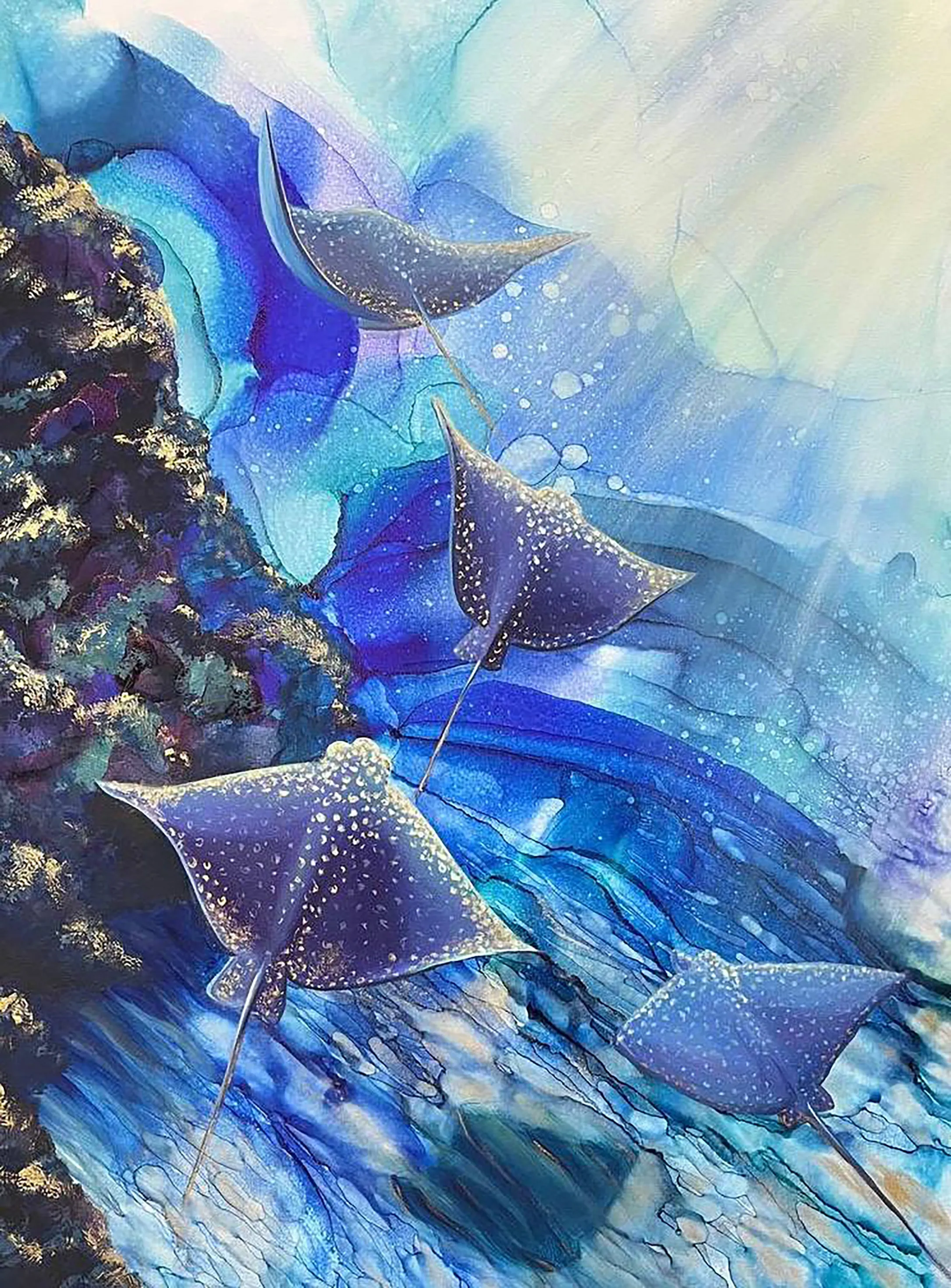 Image of Ethereal freedom by Kate Bortnik, size: 60*80 cm, made of Canvas, acrylic, alcohol inks, Painting medium, from Lviv, Ukraine, priced at $350