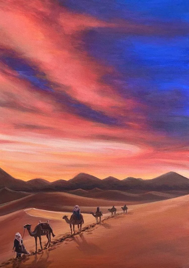 Image of Path to Infinity by Kate Bortnik, size: 50*70 cm, made of Canvas, acrylic, Painting medium, from Lviv, Ukraine, part of the Africa series, priced at $300