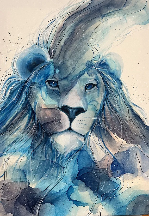 Image of Cold Majesty by Kate Bortnik, size: 60*80 cm, made of Canvas, acrylic, alcohol inks, Painting medium, from Lviv, Ukraine, part of the Africa series