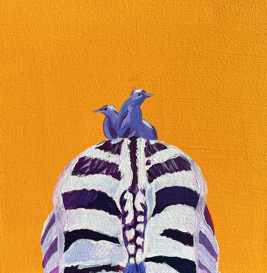 Image of Birds by Kate Bortnik, size: 20*20 cm, made of Canvas, acrylic, Painting medium, from Lviv, Ukraine, part of the Africa series, priced at $35